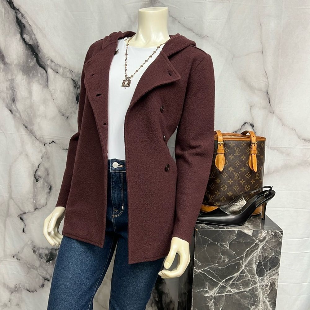 * Garnet Hill plum boiled wool jacket